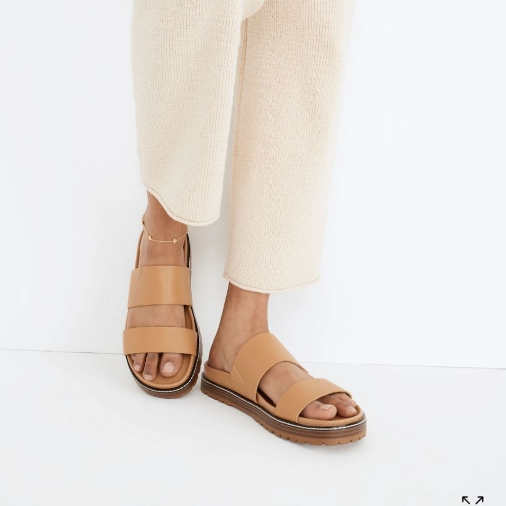 Madewell Tan Leather Double-Strap Sandals